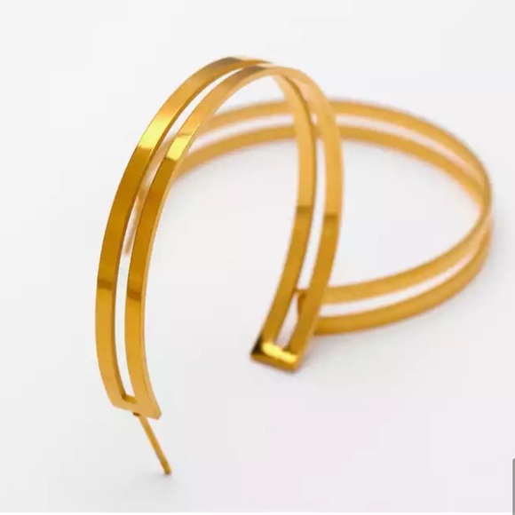 💛18K gold plated round  hollow earrings - Picture 4 of 8